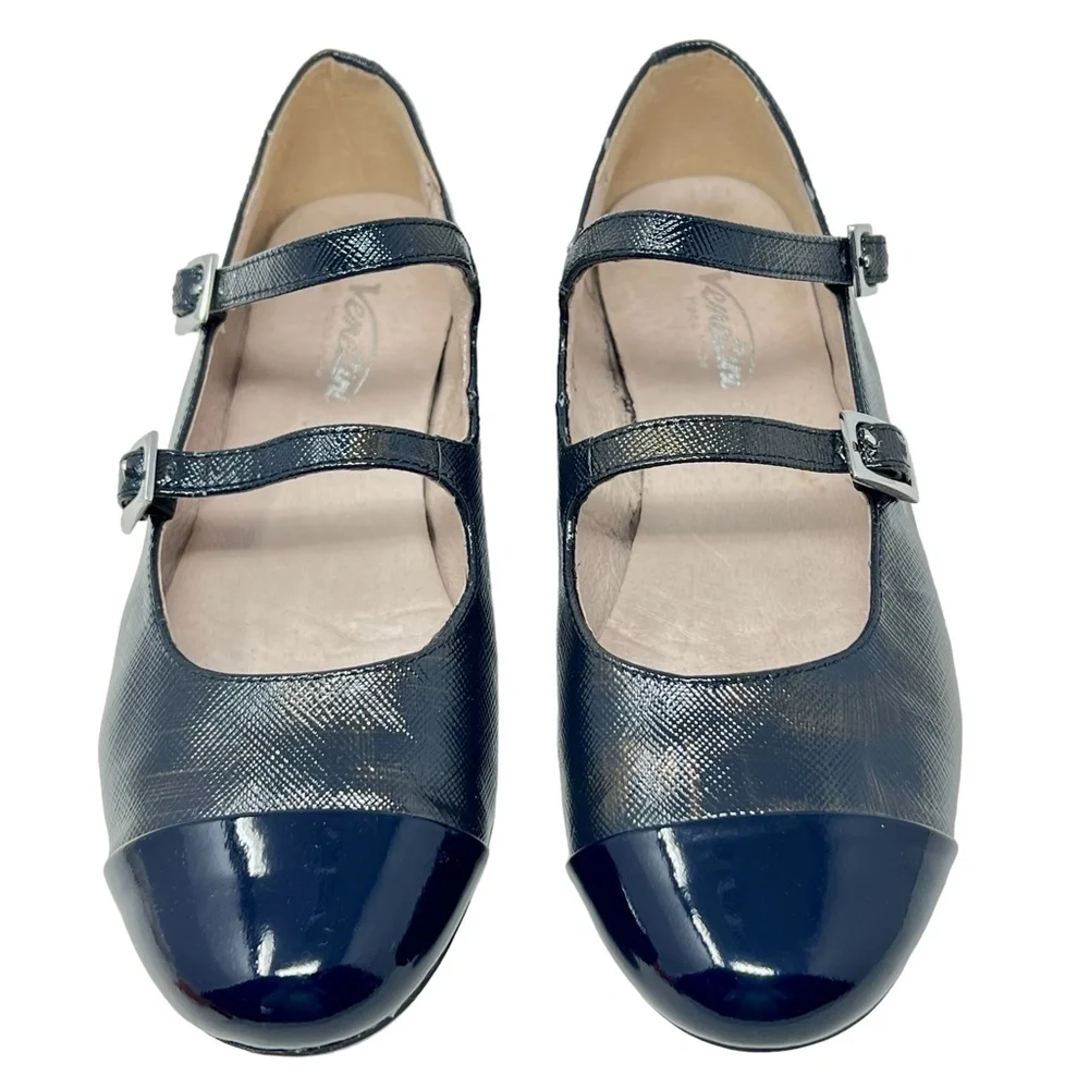 Venettini girl's 55-Sara Leather Hand Made Double Strap Mary Jane size 2.5/EU 34